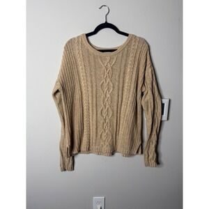 Old Navy Womens XL Cable Knit Sweater Tan Long Sleeve Pullover